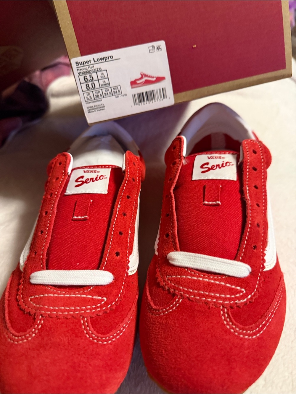 Vans Serio Kids Red and White Low-Top Sneakers. NWOT
